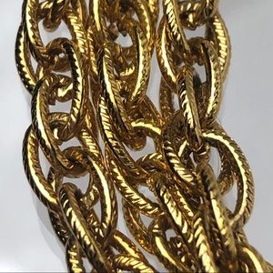 VTG ETCHED GOLD PLATE LONG CHAIN LINK NECKLACE